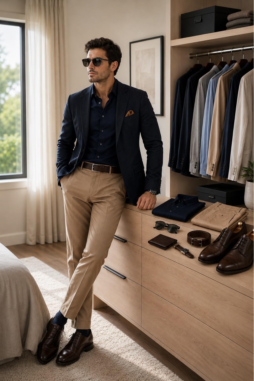 How to Style a Navy Blazer with Khaki Trousers