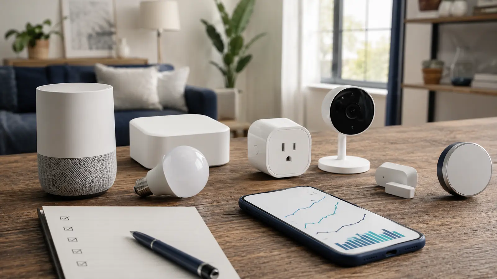 Shopper comparing smart lights, hub, plug and camera with a price history dashboard