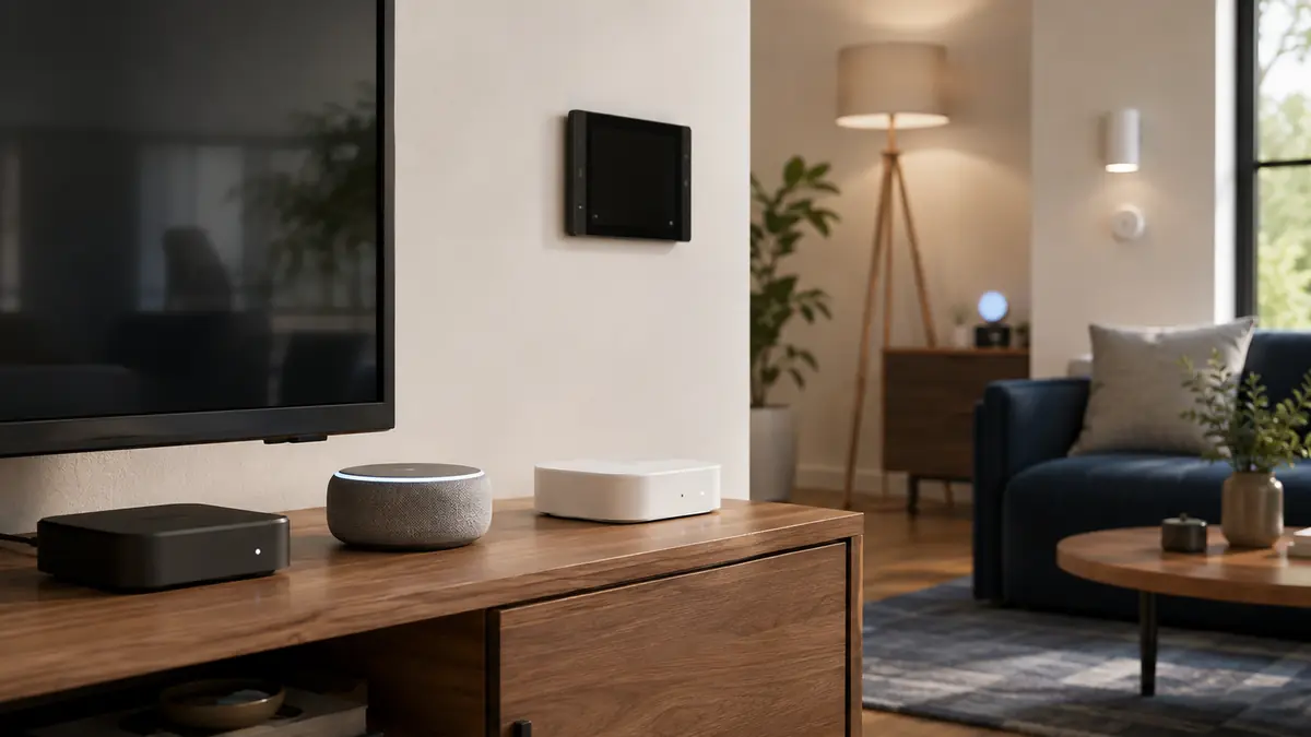 Smart home hubs and controllers organizing lights, plugs, sensors and cameras