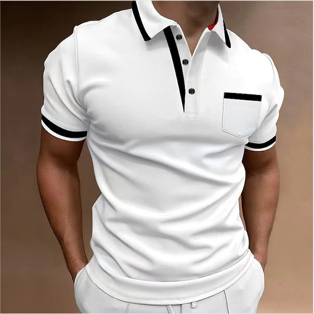 Men's Casual Square Collar Double Buckle Printed Short Sleeve - Image 3