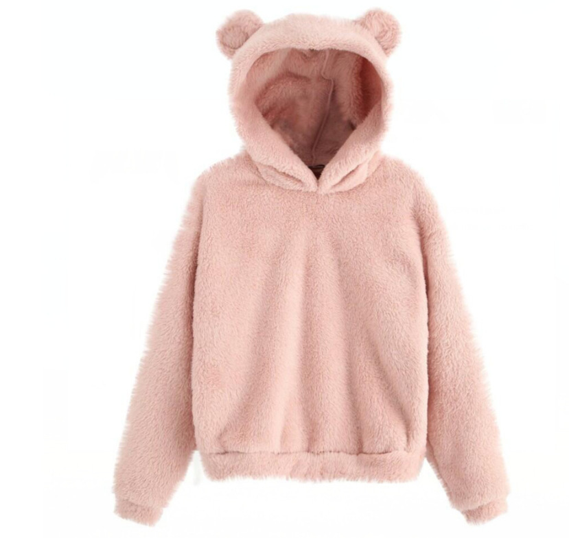 Winter Korean Fashion Bear Ears Cute Loose Hoodie Fluffy Hooded Warm Sweatshirt… - Image 27