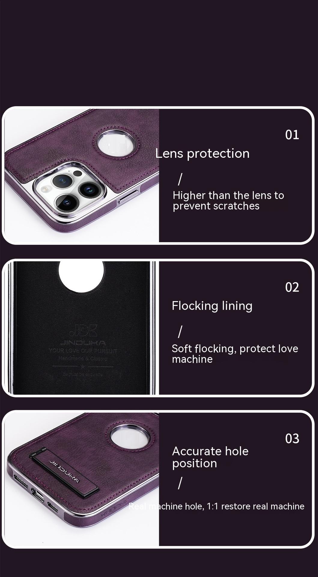 Applicable Phone Case All-inclusive Drop-resistant High-grade Leather Bracket Shell - Image 8
