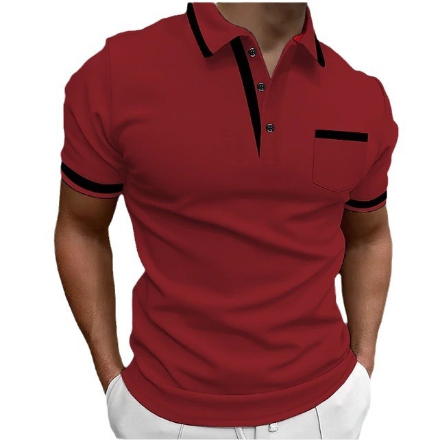 Men's Casual Square Collar Double Buckle Printed Short Sleeve - Image 6