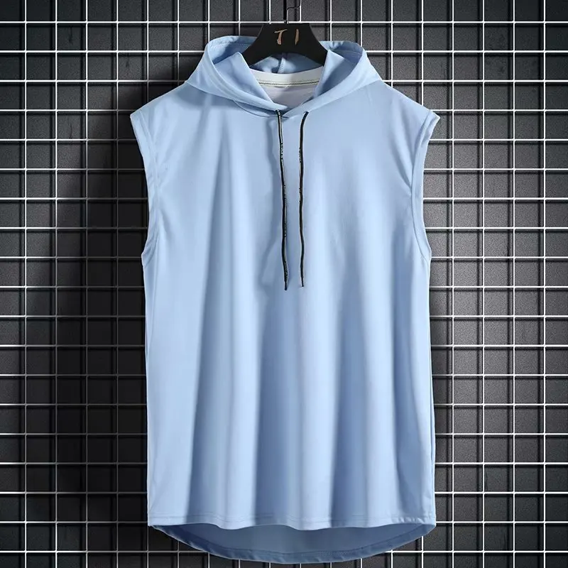 Solid Color 2023 Brand New Men's Tank Tops Vest Sleeveless Tees For Male Hooded Man Vests Tops Hip Hop Men Tank Top T shirt - Image 18