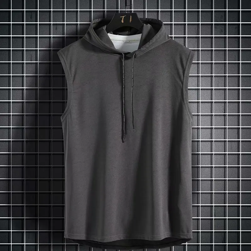 Solid Color 2023 Brand New Men's Tank Tops Vest Sleeveless Tees For Male Hooded Man Vests Tops Hip Hop Men Tank Top T shirt - Image 19