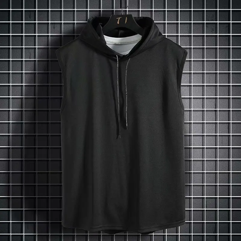 Solid Color 2023 Brand New Men's Tank Tops Vest Sleeveless Tees For Male Hooded Man Vests Tops Hip Hop Men Tank Top T shirt - Image 17