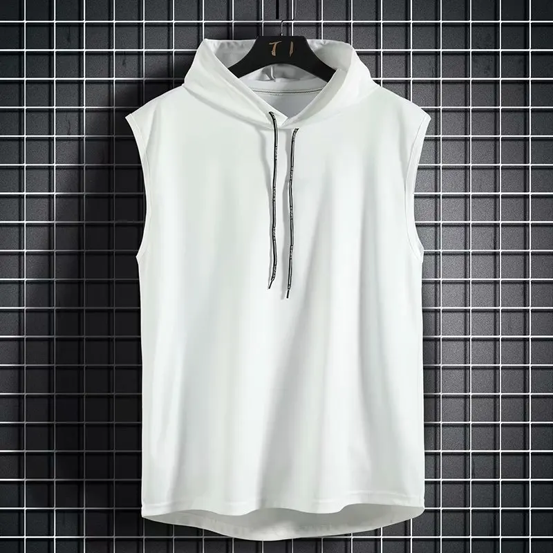 Solid Color 2023 Brand New Men's Tank Tops Vest Sleeveless Tees For Male Hooded Man Vests Tops Hip Hop Men Tank Top T shirt - Image 11