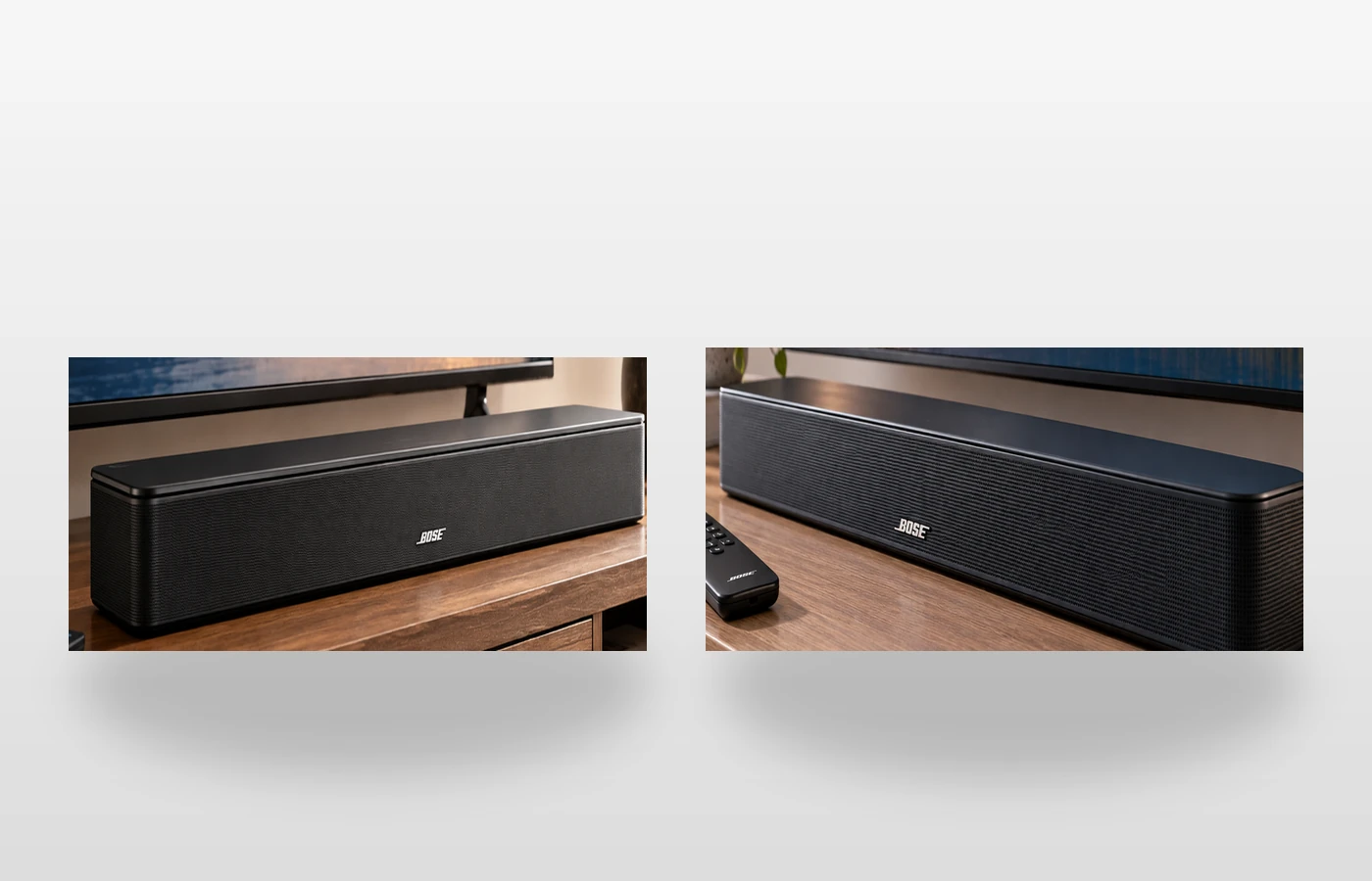 Bose TV Speaker first generation and second generation soundbars compared side by side