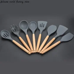 Silicone World Cooking Kitchenware Tool Silicone Utensils With Wooden…