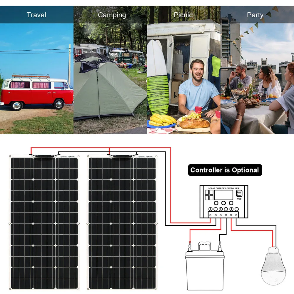 solar panel kit and 300w 200w 100w flexible solar panels 12v 24v high efficiency… - Image 6
