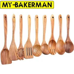 1-9Pcs/set Wooden Kitchen Utensils Set, Wooden Spoons for Cooking…