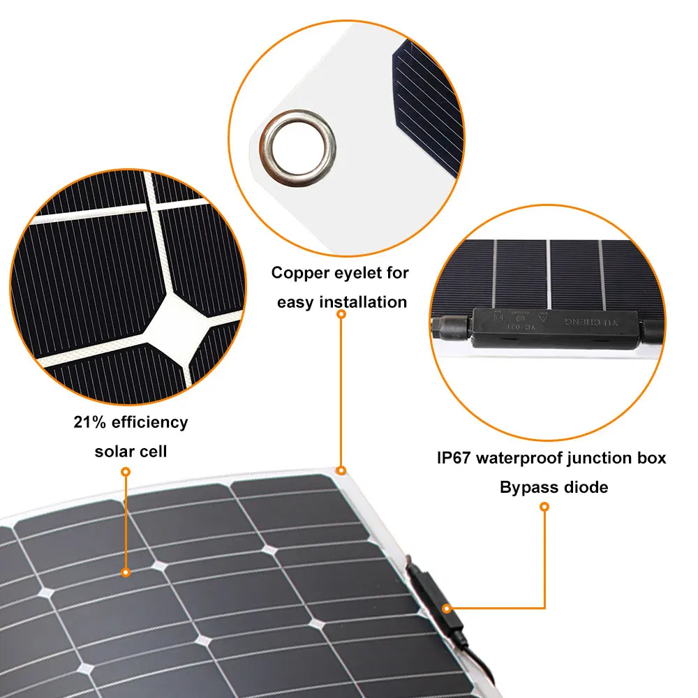solar panel kit and 300w 200w 100w flexible solar panels 12v 24v high efficiency… - Image 4