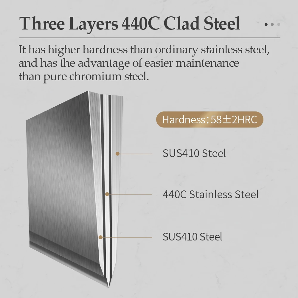 XINZUO 210mm Chef Knife 3 Layer 440C Core Clad Steel Kitchen Knives Stainless… - Image 4