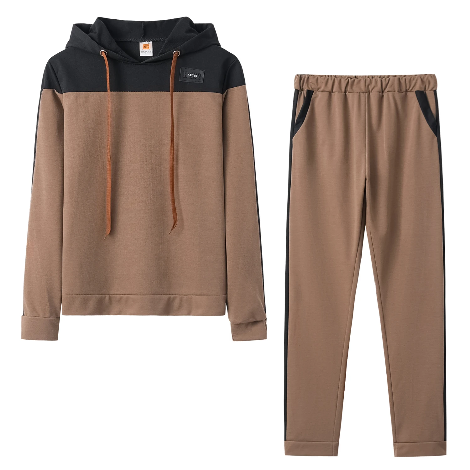 European and American Autumn 2024 Women's Mesh Patchwork Hoodie Set Two-piece Set - Image 6