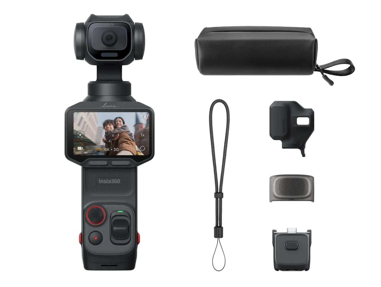 Insta360 Luna Pro launch facts with single-lens camera silhouette