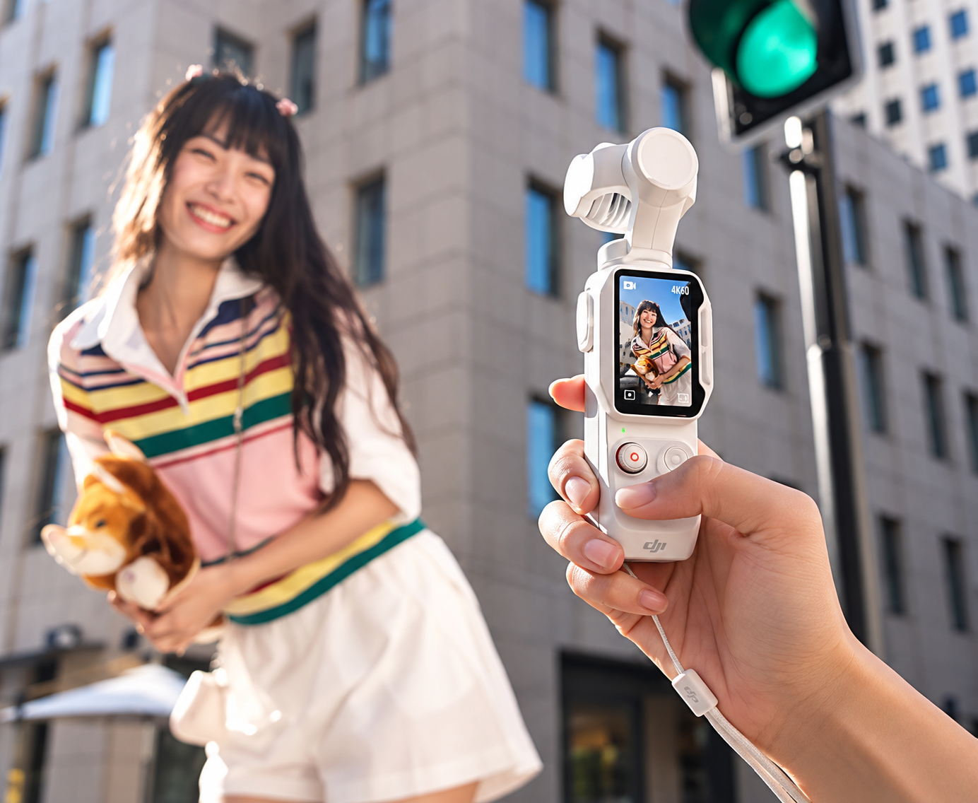 Insta360 Pro compact camera in use for handheld video recording