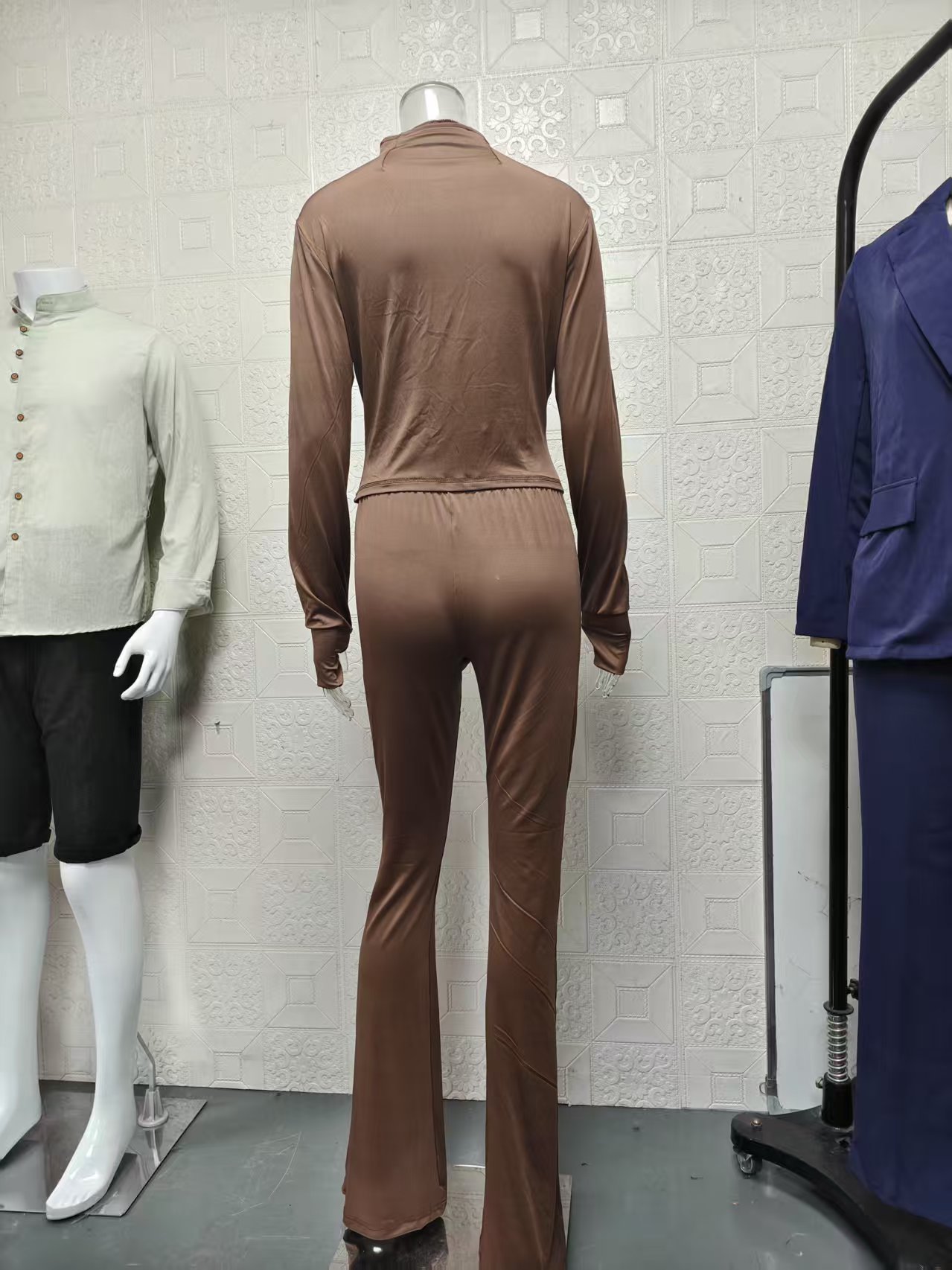 2026 Pant Set Women Two Piece Sets Full Sleeve Club Stand Collar Coats Long Pants… - Image 23