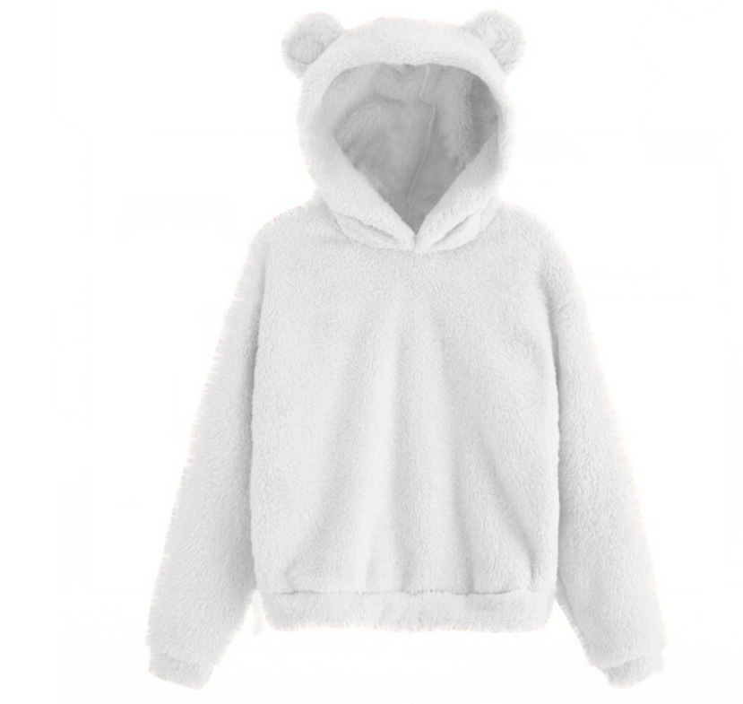 Winter Korean Fashion Bear Ears Cute Loose Hoodie Fluffy Hooded Warm Sweatshirt… - Image 29