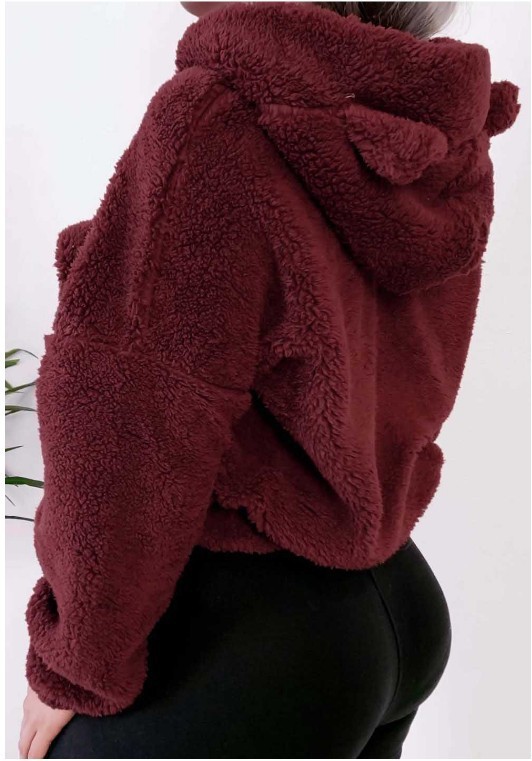 Winter Korean Fashion Bear Ears Cute Loose Hoodie Fluffy Hooded Warm Sweatshirt… - Image 23