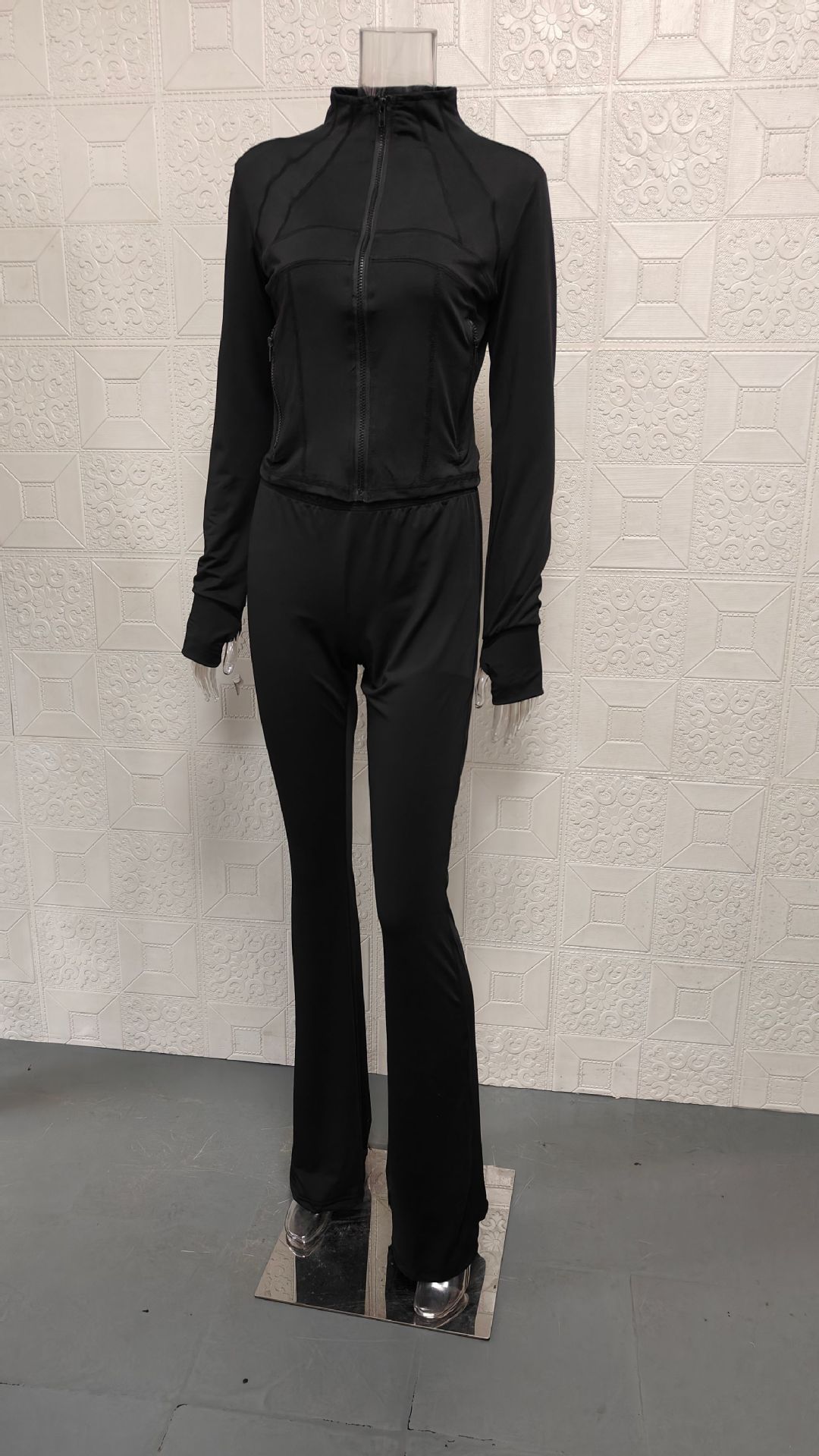 2026 Pant Set Women Two Piece Sets Full Sleeve Club Stand Collar Coats Long Pants… - Image 25
