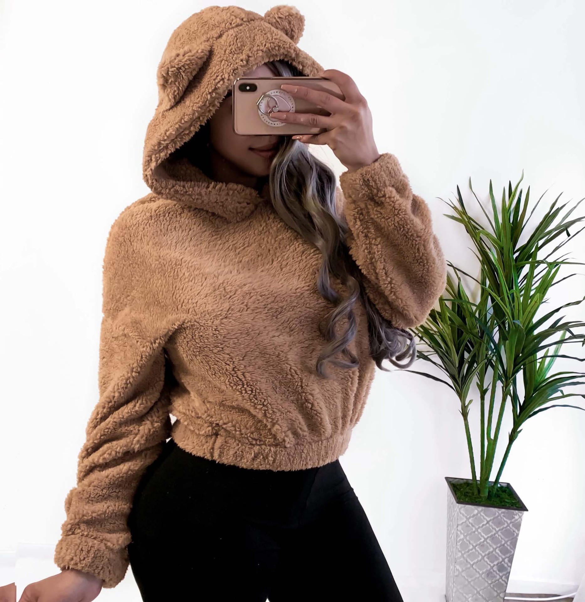 Winter Korean Fashion Bear Ears Cute Loose Hoodie Fluffy Hooded Warm Sweatshirt… - Image 18