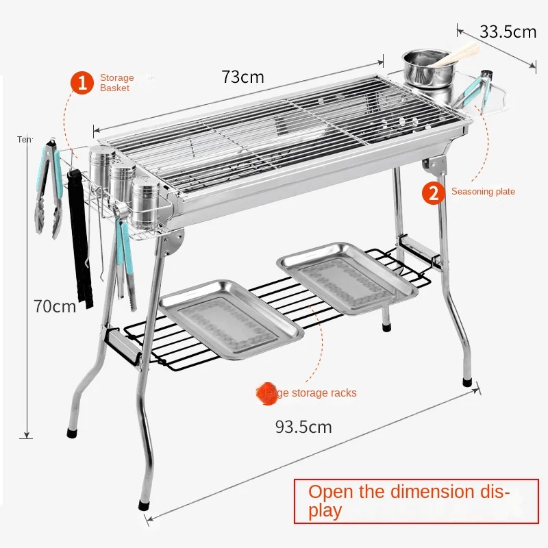 Household Barbecue Outdoor Thickened Stainless Steel Grill BBQ Wood Charcoal Grill… - Image 20