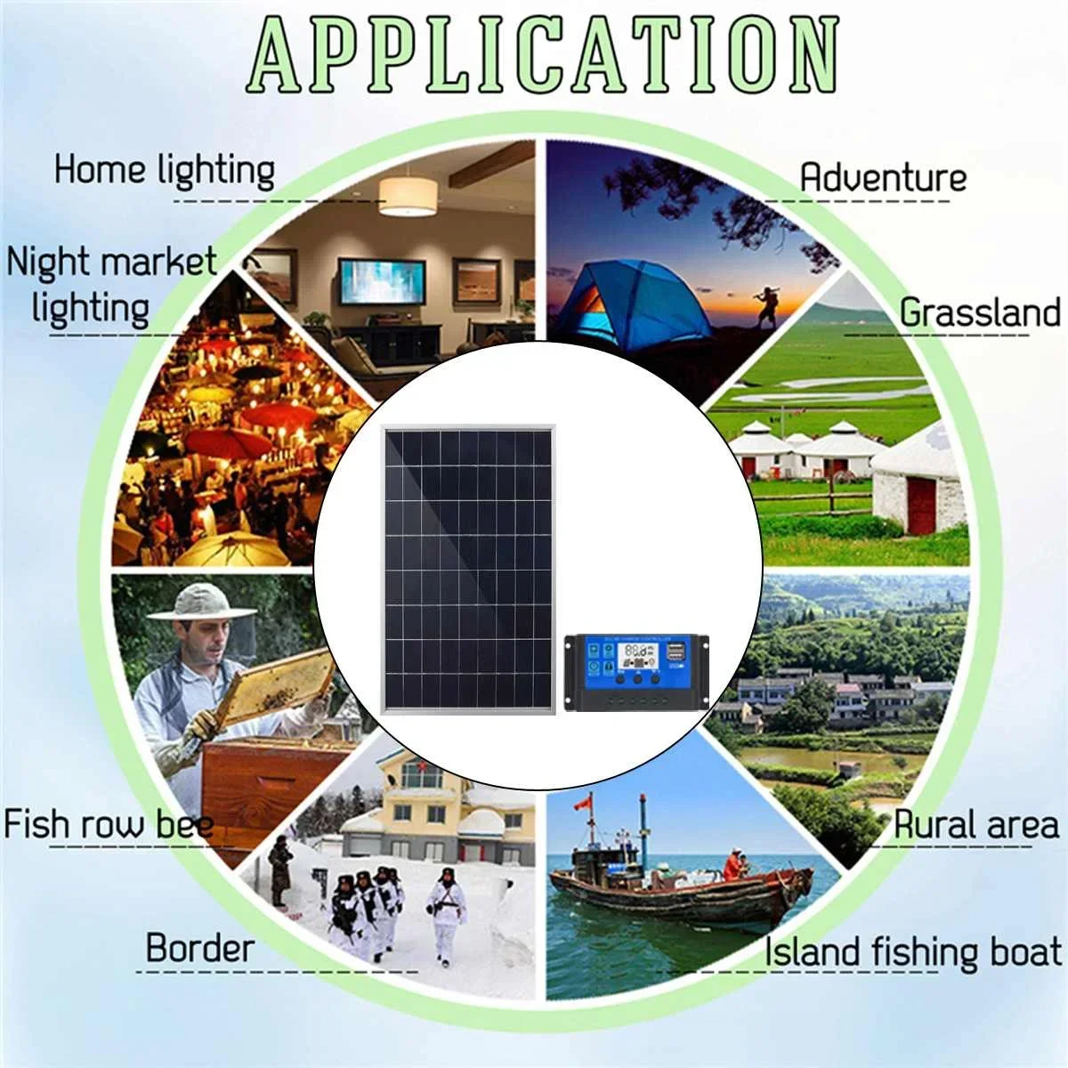 100W Solar Panel Kit Complete 12-18V Polycrystalline Power Portable Outdoor… - Image 3