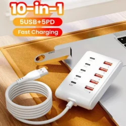USB Charger Multi Ports Type C Fast Charging Power Socket Desktop Quick Charge…