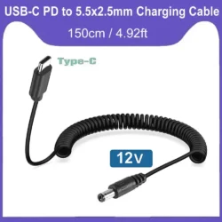 USB C to DC 5.5mm X 2.5mm Power Cord, USB Type C PD Input to DC 12V 3A Out Power…