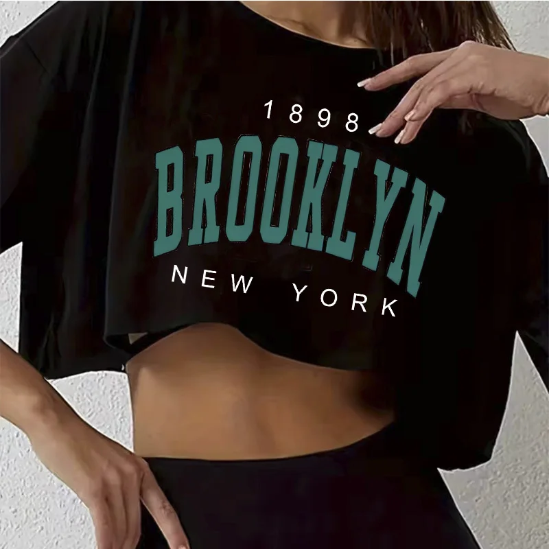 T Shirt Los Angeles Number 91 Brooklyn Graphic Round Neck Sports Crop T-shirt… - Image 4