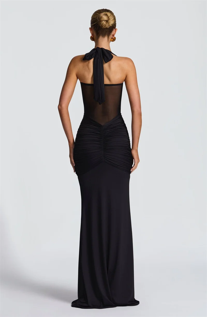 Mozision Halter Backless Sexy Maxi Dress Women Fashion Patchwork Off-shoulder… - Image 25