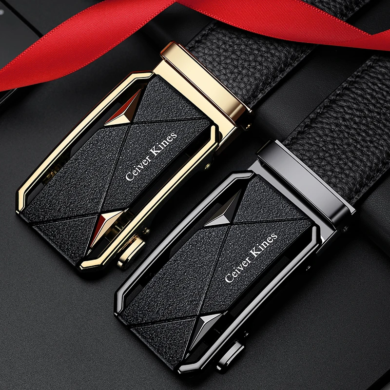 2026 Fashion Men's Belts Cowhide Leather Automatic Buckle Belts High Quality Business Casual Belt - Image 4