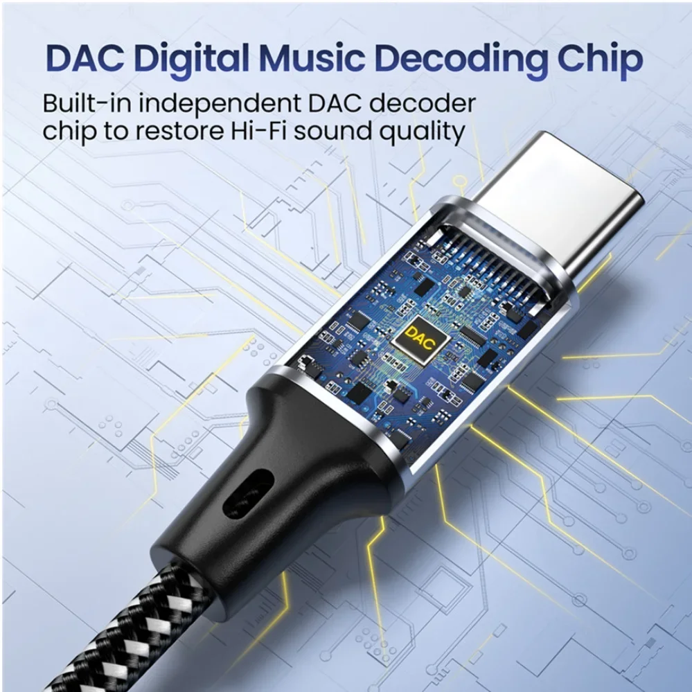 USB Type C To 3.5Mm Jack AUX Cable DAC USB-C Audio Adapter 1m 1.5m 2m for Phone… - Image 11