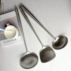 All Metal Stainless Steel Cooking Utensils Set with Wok Spatula,Soup…