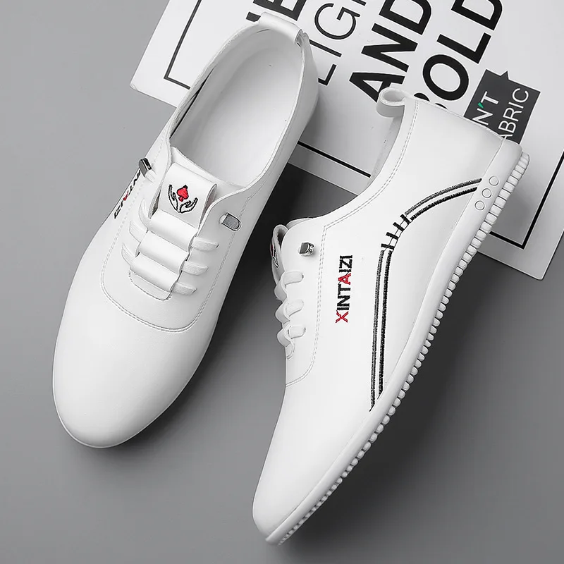 2024 casual men leather shoes Versatile Business White footwear Fashion anti slip comfortable loafers male new lightweight flat - Image 3