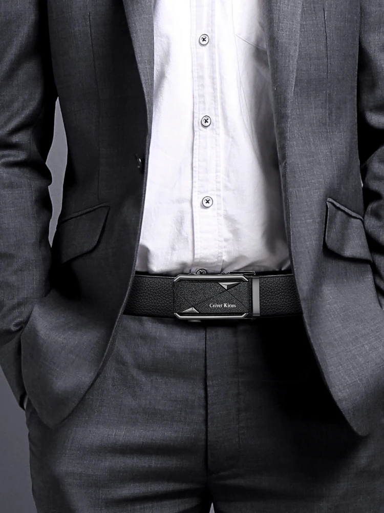 2026 Fashion Men's Belts Cowhide Leather Automatic Buckle Belts High Quality Business Casual Belt - Image 6