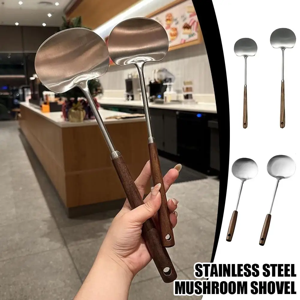 Stainless Steel Spatula Mushroom Shovel With Wooden Handle Cooking Spoon… - Image 2