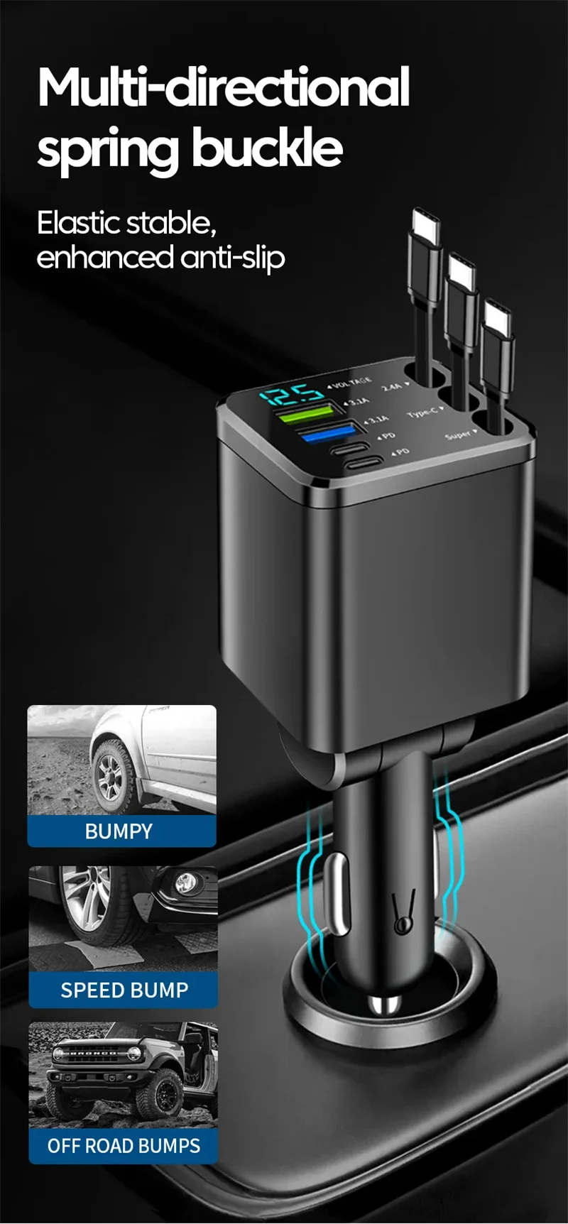 7 In 1 Quick Phone Charger 148W PD Type C Dual USB Phone Charger Digital Voltmeter… - Image 17
