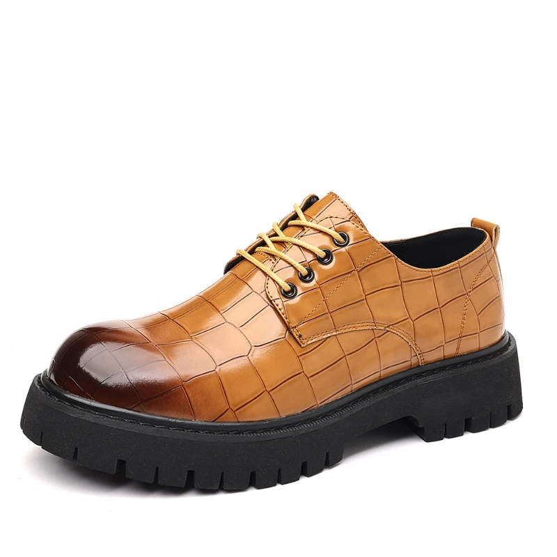 Men British Style Thick Bottom Elevator Leather Shoes Fashion Groom Wedding Dress Shoes For Suits Spring Autumn Casual Footwear - Image 7