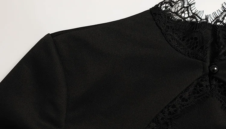 Ahagaga Sexy Women's Mini Dresses Patchwork Short Sleeves Lace Hollow Out Slim Fit… - Image 18