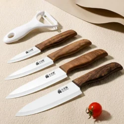 Ceramic Knife Set Kitchen Knife with Wooden Handle Ultra Sharp Chef Cooking…