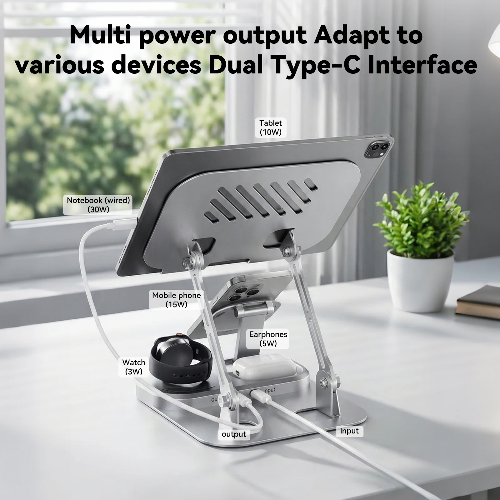 Foldable Magnetic Wireless Charger Stand Type-C 30W Fast Charging Station Phone… - Image 4