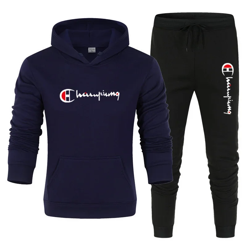 2025 Men's Tracksuit Hooded Sweatshirt+Sweatpants 2 Pcs Sets Sports Suit Casual… - Image 10