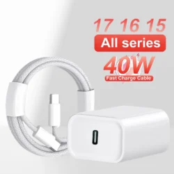 40W Fast Charger Set USB C Port Wall Charging Type-C Braiding Data Cable For…