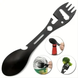 1PC Camping Utensils Set Stainless Steel Outdoor Survival Gear 10 in 1 Tableware…