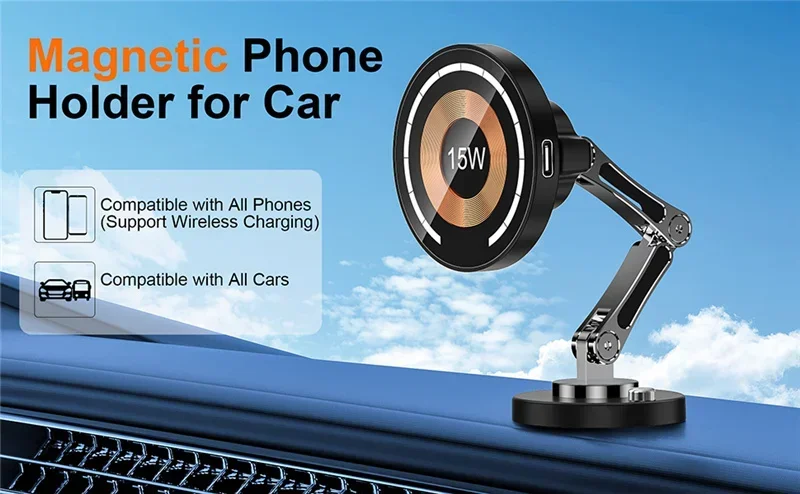 Magnetic Car Wireless Charger Stand Magnet Car Mount Fast Charging Station Phone… - Image 15