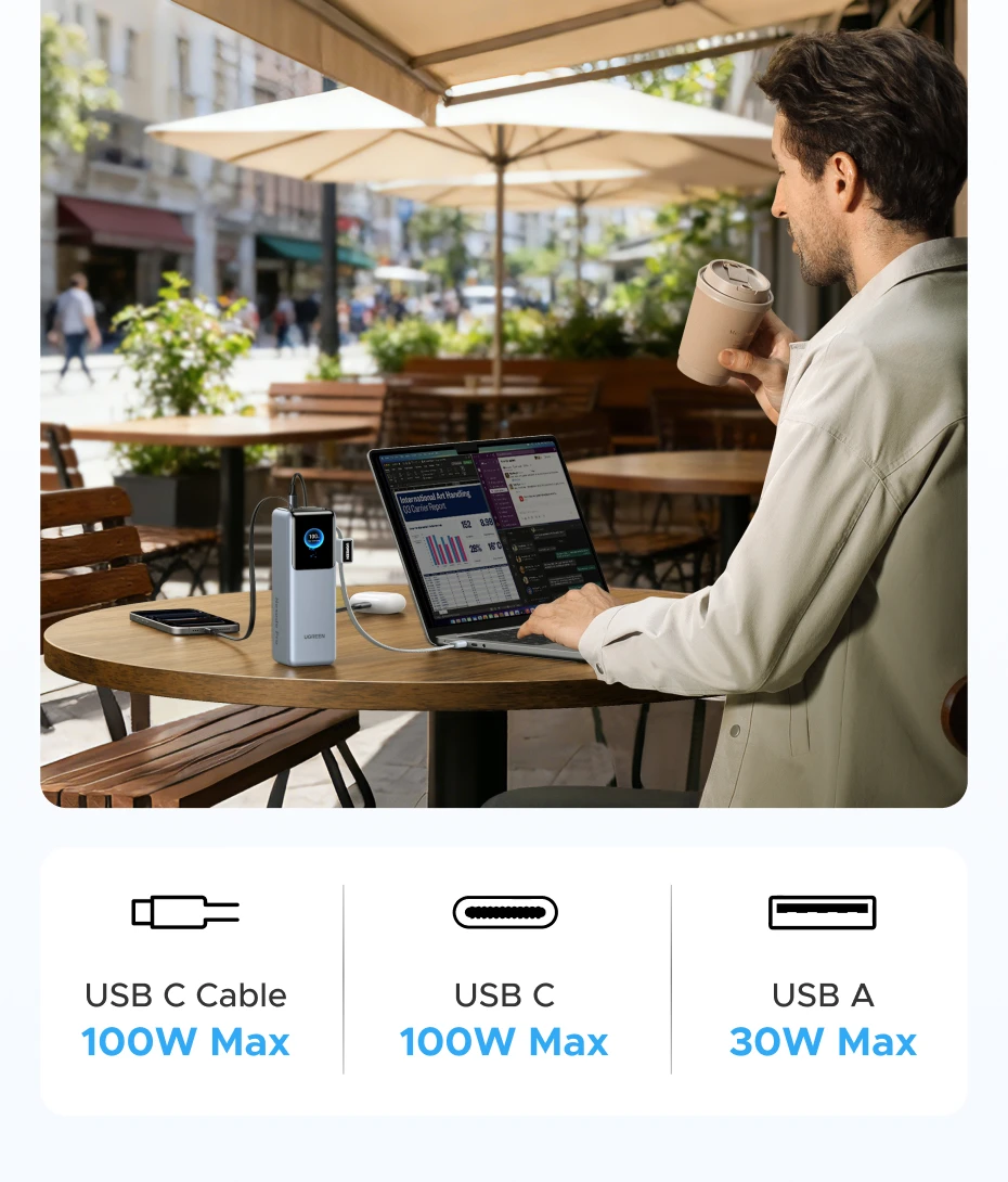 UGREEN Nexode Pro 200W 25000mAh Power Bank Retractable Cables Portable PD External… - Image 13