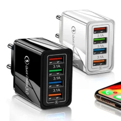 EU US Plug 3A USB Charger Multi Port 4 USB Quick Charge 3.0 For Phone Adapter…