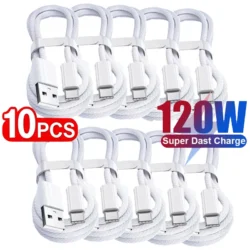 10Pcs 120W USB C Phone Cable For iPhone 16 15 17 Pro Max Plus Fast Charging Type-C…