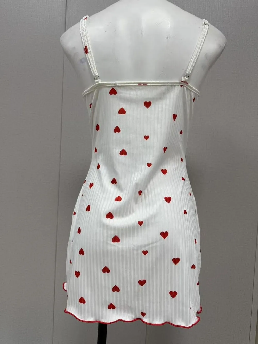 Elegant Heart Print Pajamas Dress Sleeveless V-Neck Nightgown Breathable Slim Fit… - Image 10